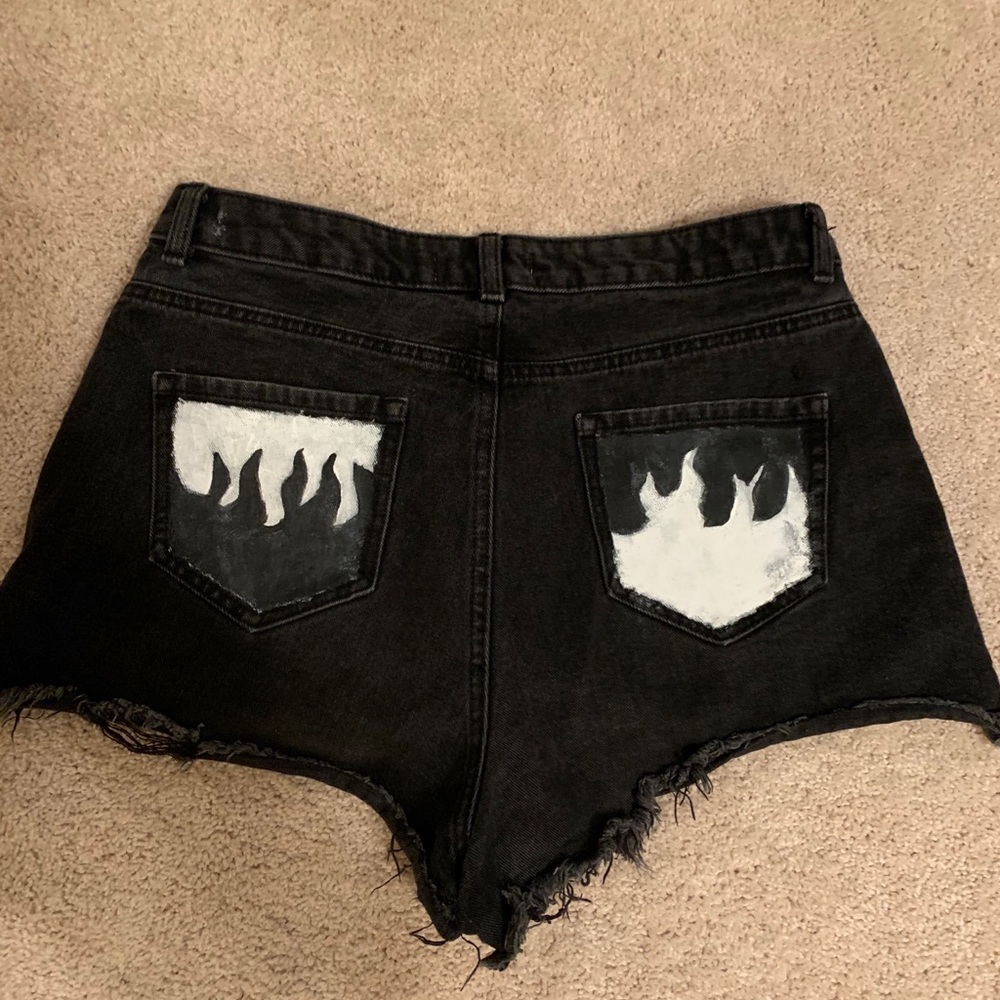 hand painted high waisted shorts